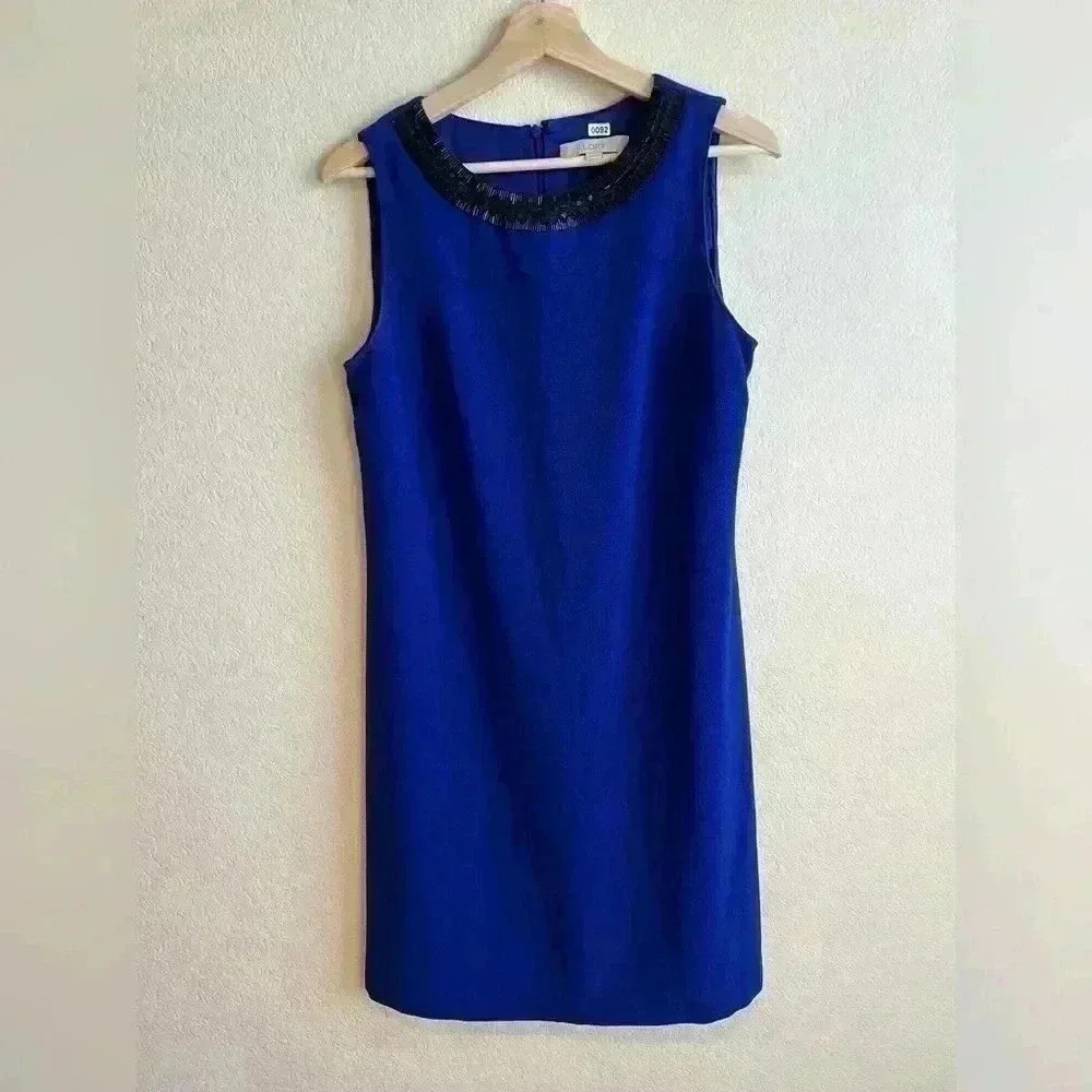 Loft blue A line dress work business with neck detail